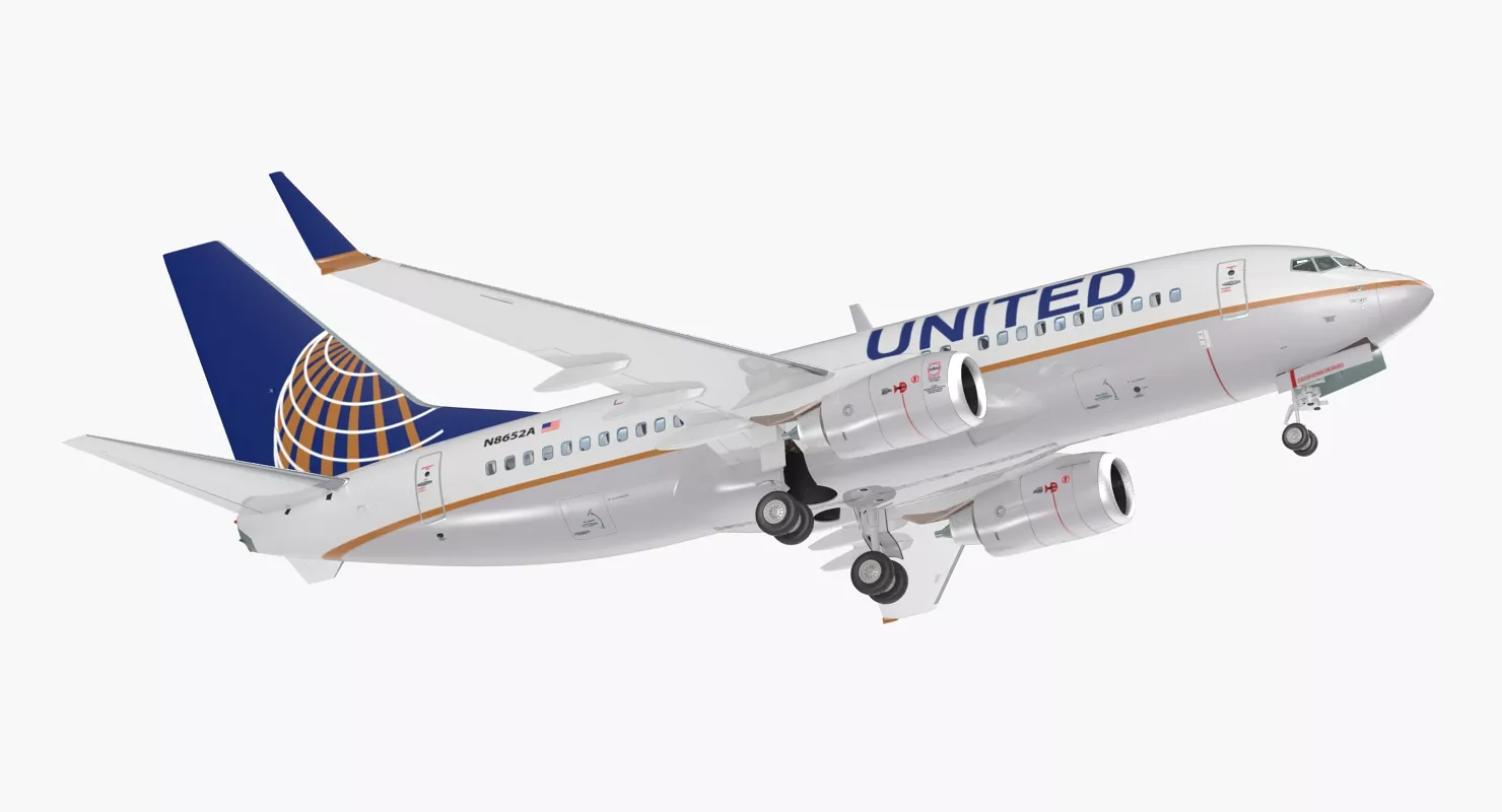 Boeing 737 700 with Interior United Airlines 3D model