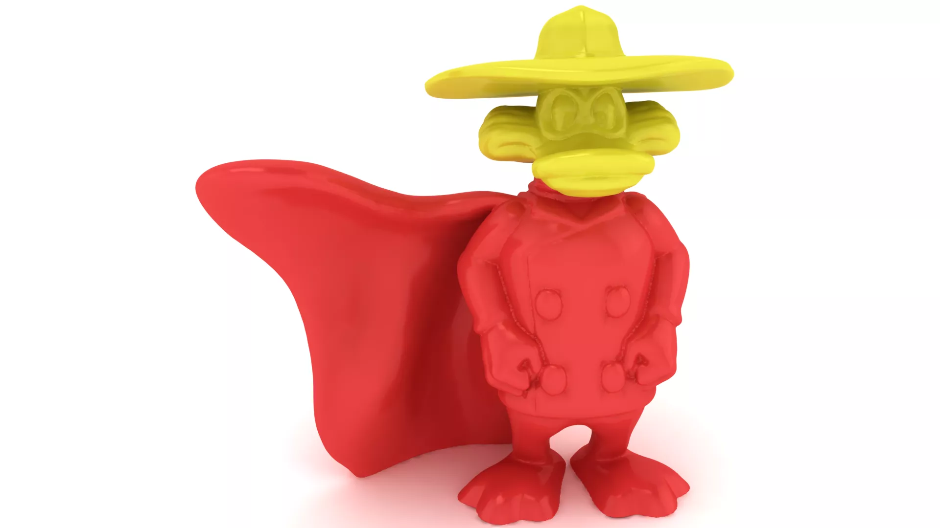 Superhero Duck with Red Cape and Yellow Hat 3D print model