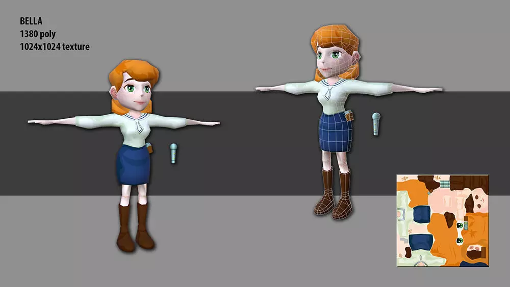 Bella - Character - 3D Model and Texture Low-poly 3D model_0