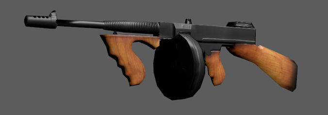 Tommy Gun 3D model Low-poly 3D model
