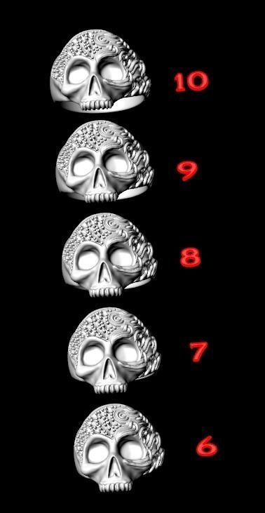 Ring with a skull for women with diamonds 99 3D print model_12