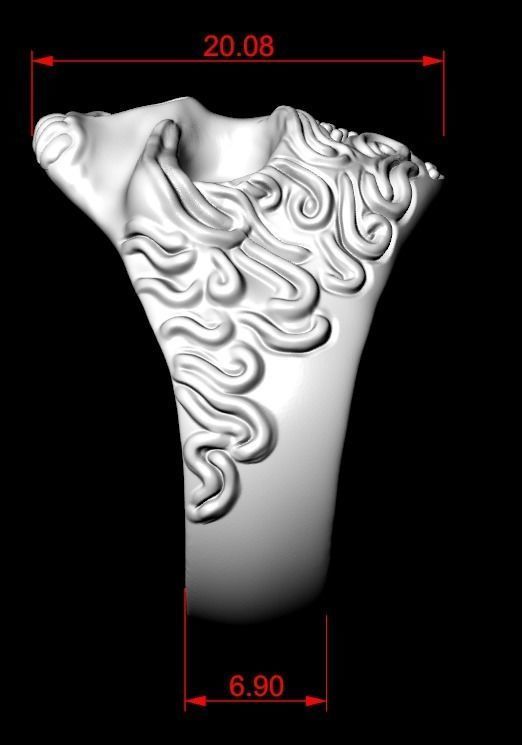 Ring with a skull for women with diamonds 99 3D print model_9