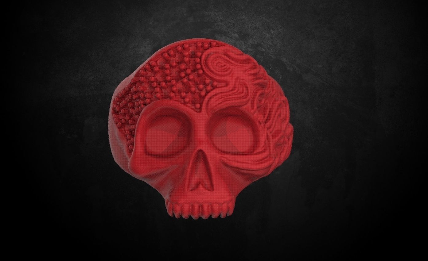 Ring with a skull for women with diamonds 99 3D print model_7