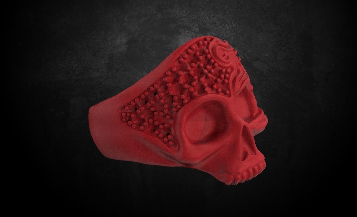 Ring with a skull for women with diamonds 99 3D print model_8