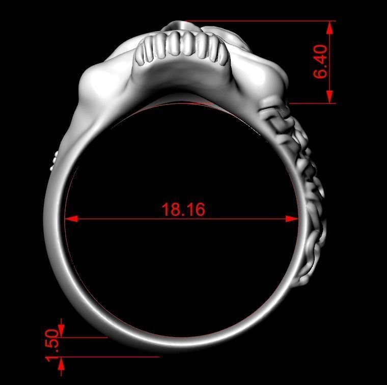 Ring with a skull for women with diamonds 99 3D print model_10