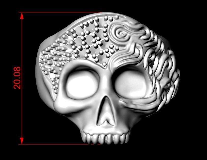 Ring with a skull for women with diamonds 99 3D print model_11