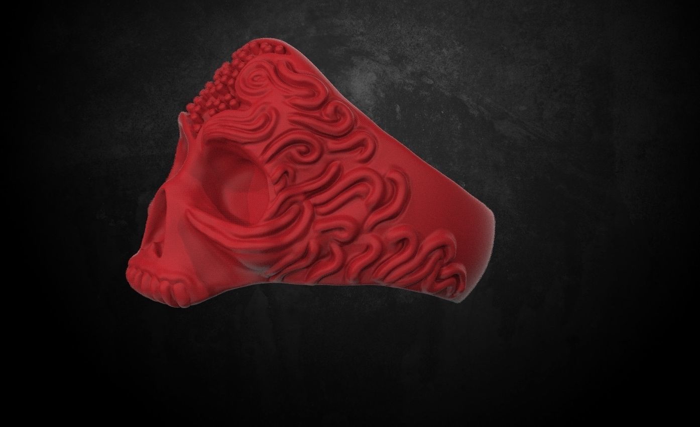 Ring with a skull for women with diamonds 99 3D print model_6