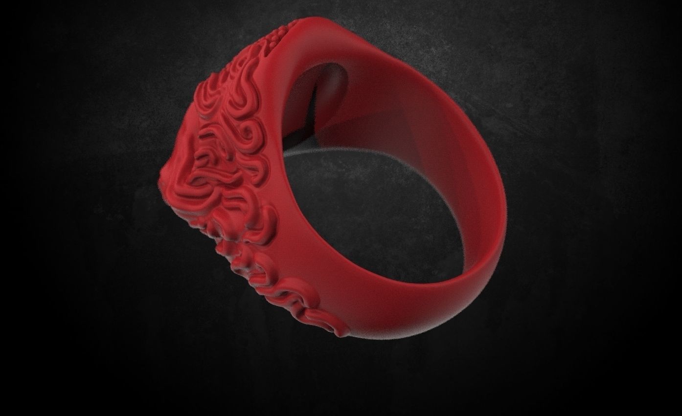 Ring with a skull for women with diamonds 99 3D print model_5