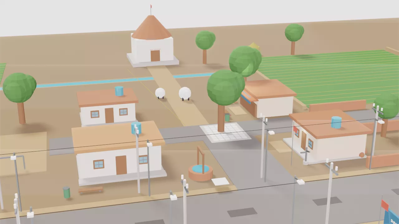 Indian Village Environment Game Ready Low Poly 3D Model Low-poly 3D model
