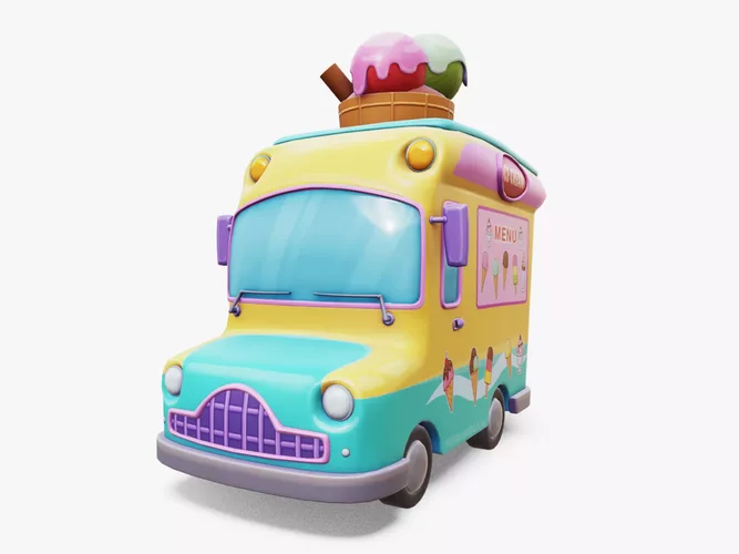 Stylized Ice Cream Wagon Rigged