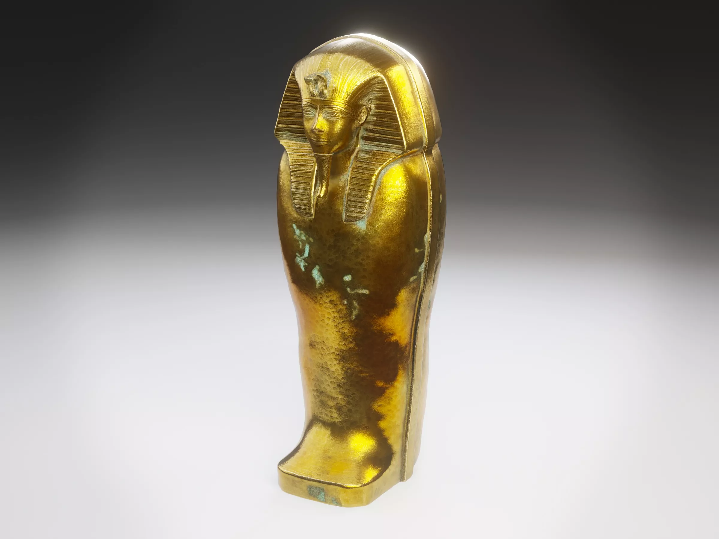 Hammered Brass Temple Sarcophagus with Verdigris and Ash Low-poly 3D model