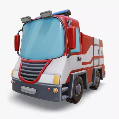 Stylized Fire Truck Rigged