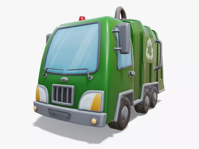 Stylized Garbage Truck Rigged