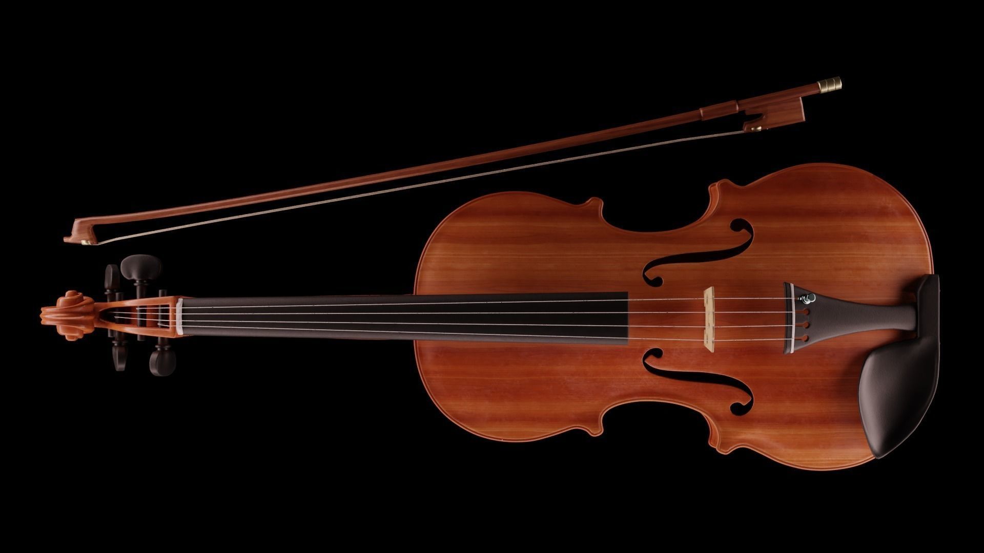 Violin music instrument Low-poly 3D model_4