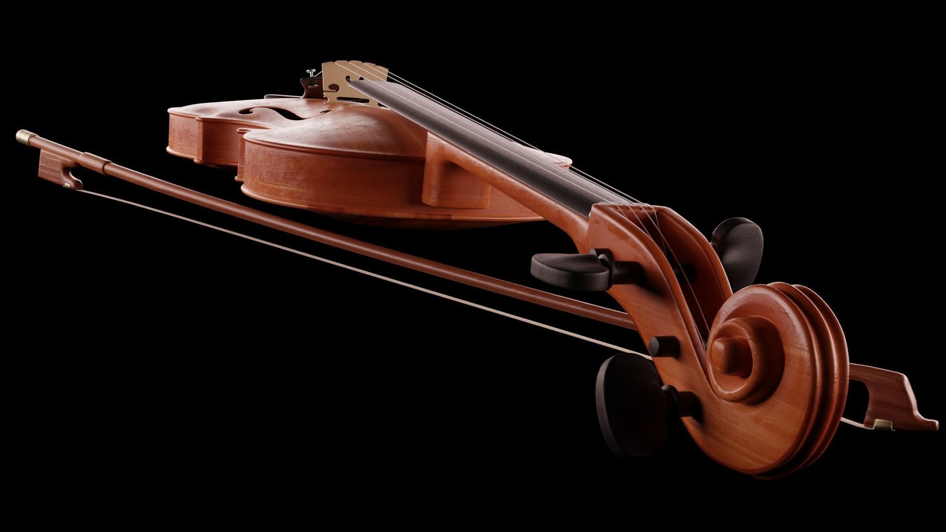 Violin music instrument Low-poly 3D model_2