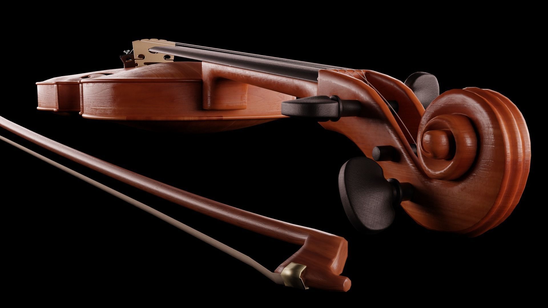 Violin music instrument Low-poly 3D model_6