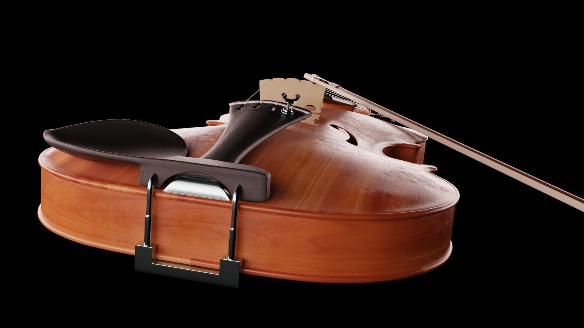 Violin music instrument Low-poly 3D model_7