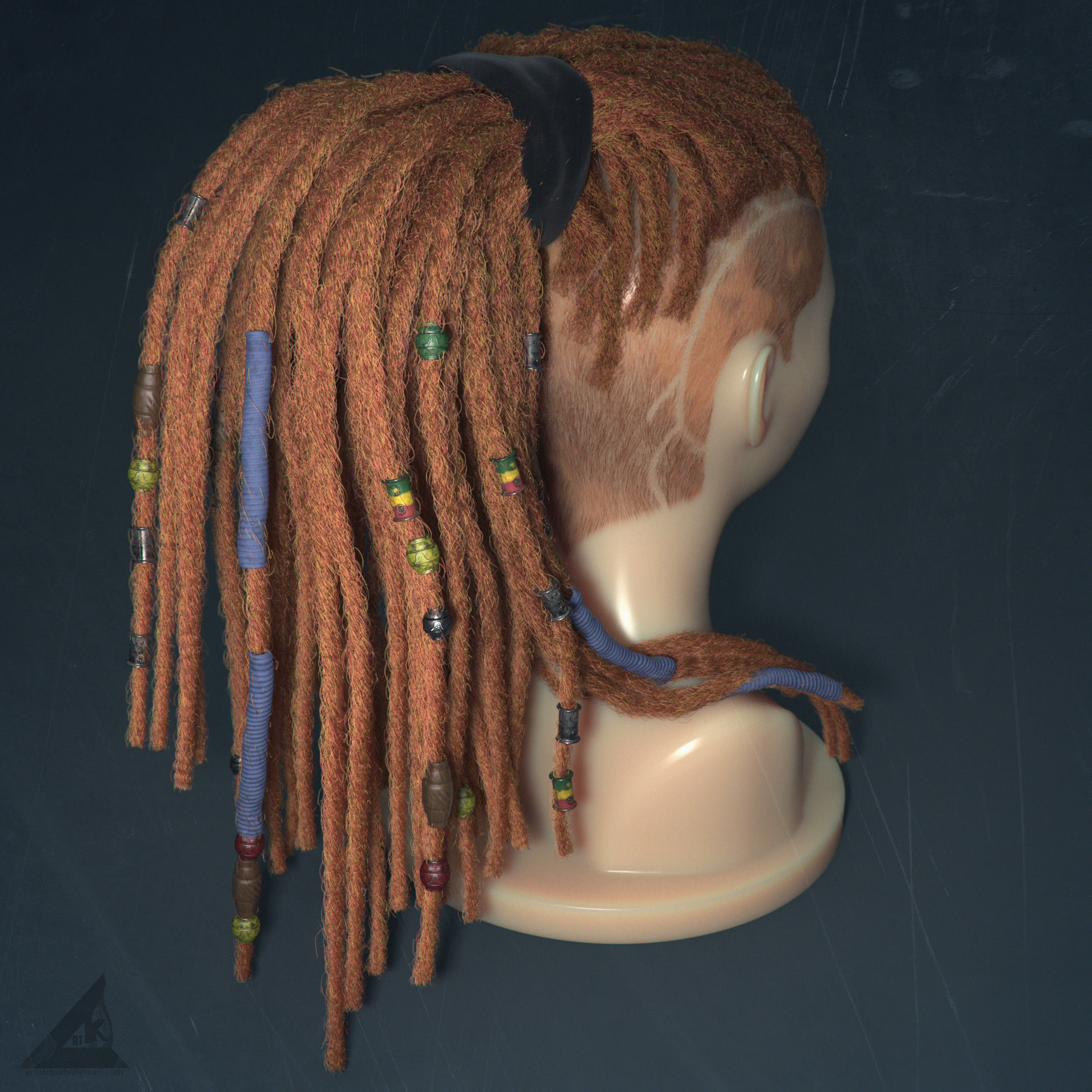 Dreadlocks for production render in Vray editable 3D model_4