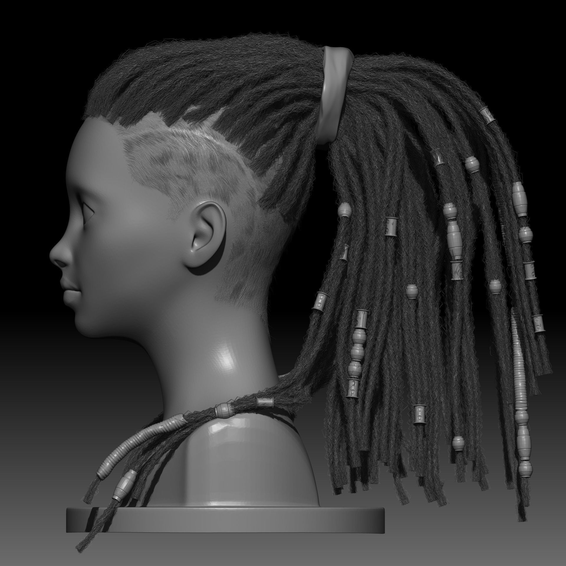 Dreadlocks for production render in Vray editable 3D model_6