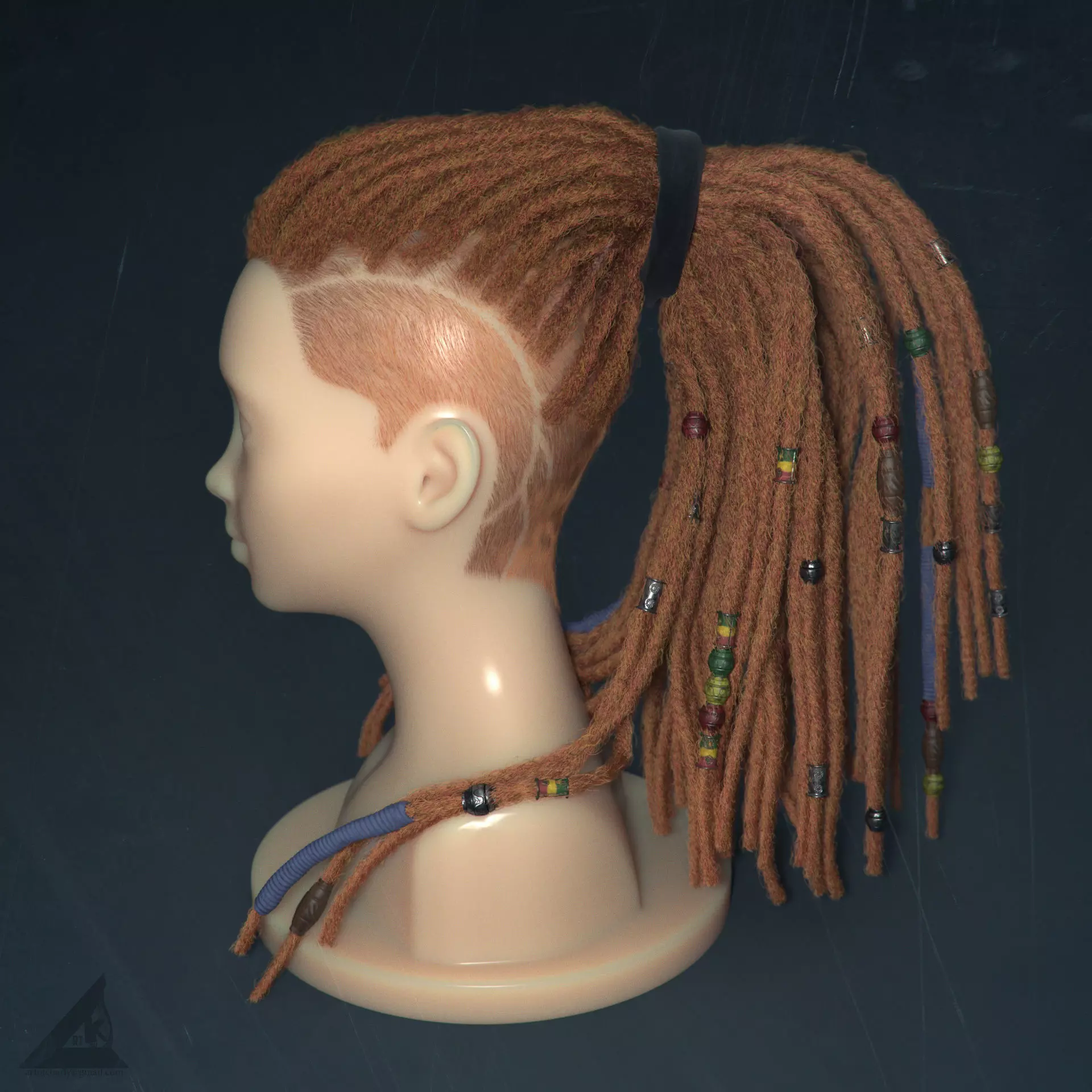Dreadlocks for production render in Vray editable 3D model_0