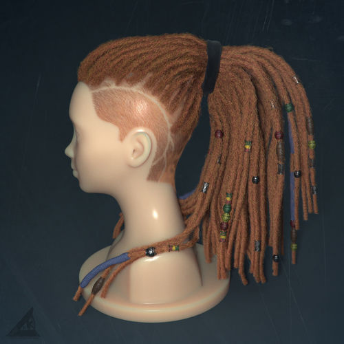 Dreadlocks for production render in Vray editable 3D model