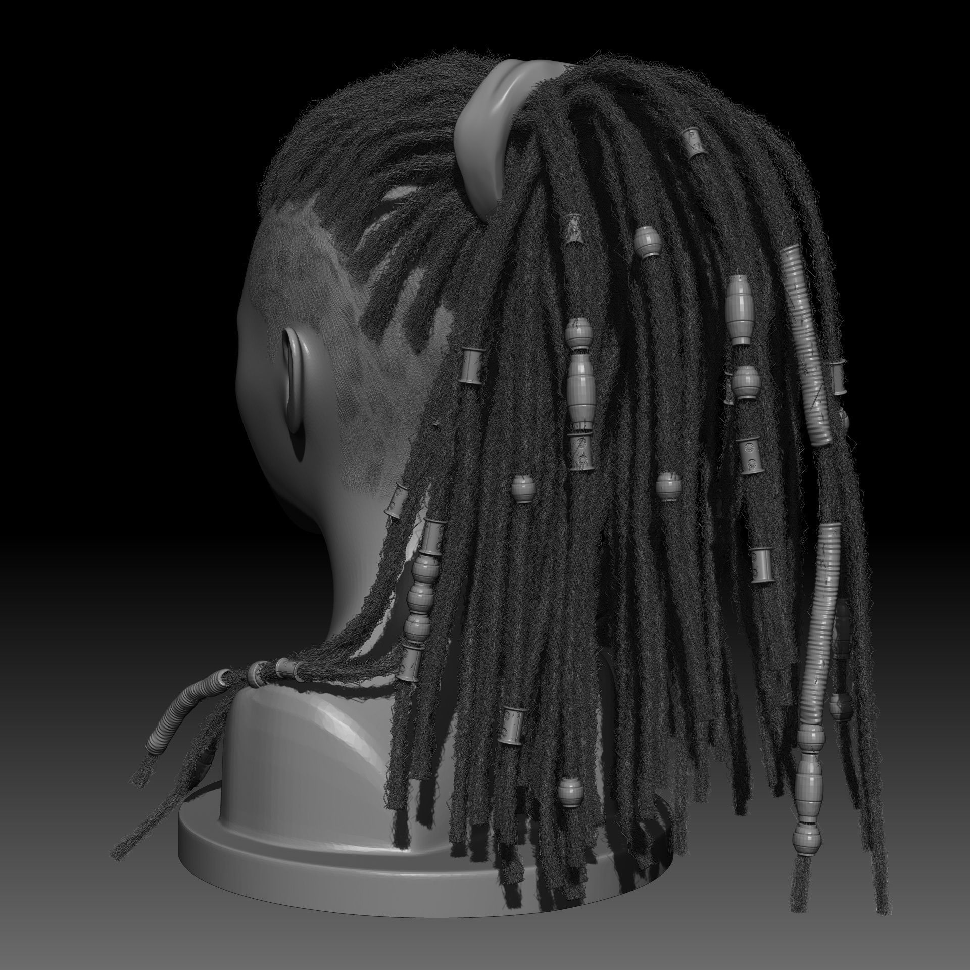 Dreadlocks for production render in Vray editable 3D model_8