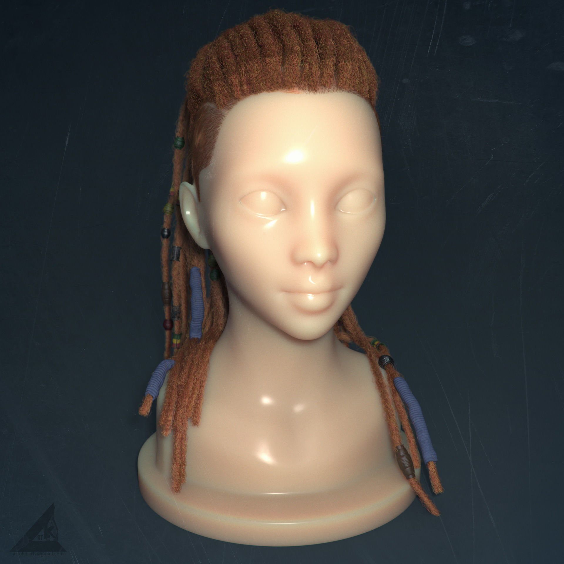 Dreadlocks for production render in Vray editable 3D model_2
