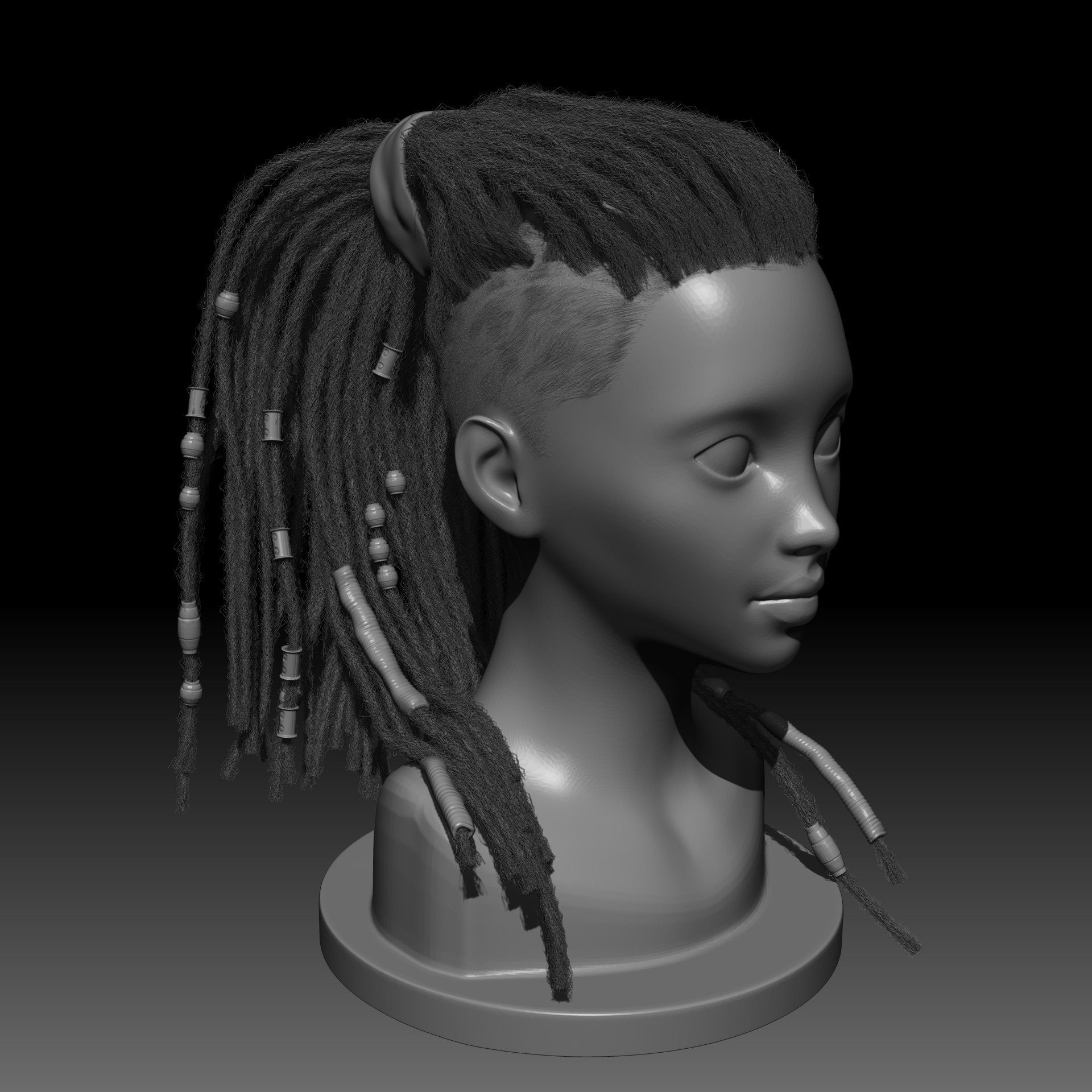 Dreadlocks for production render in Vray editable 3D model_7