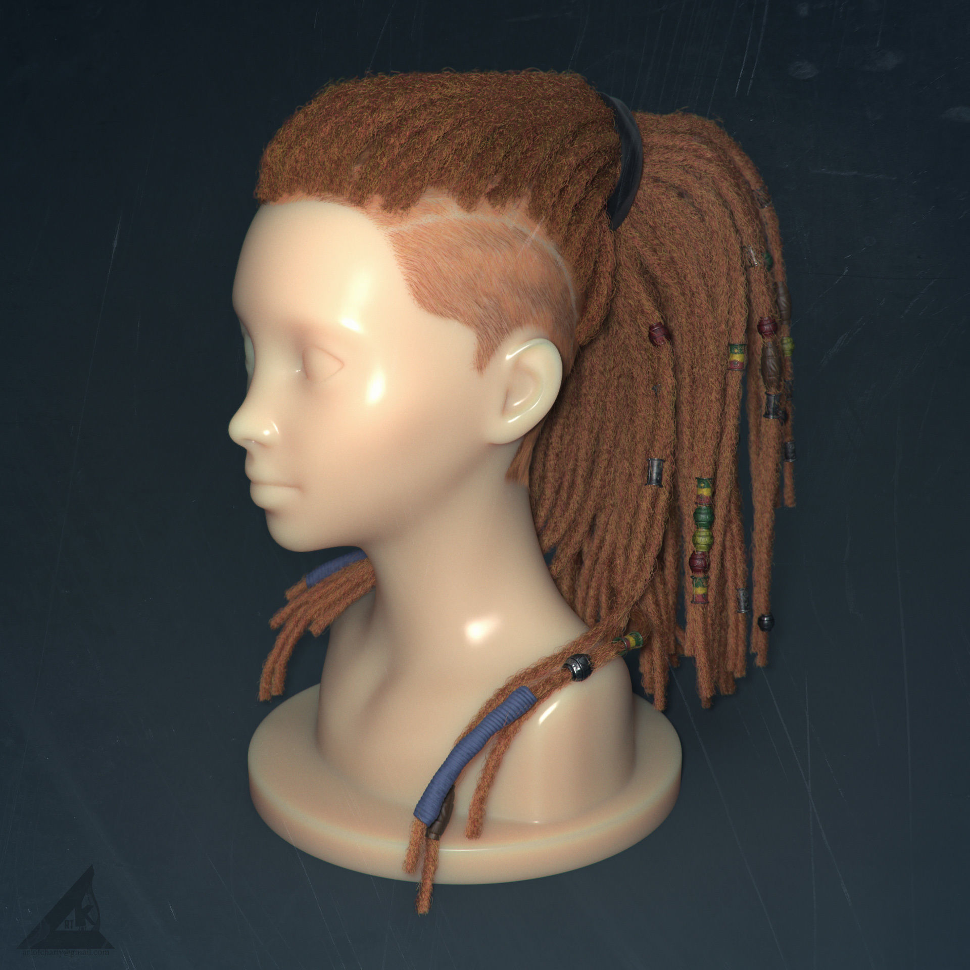 Dreadlocks for production render in Vray editable 3D model_1
