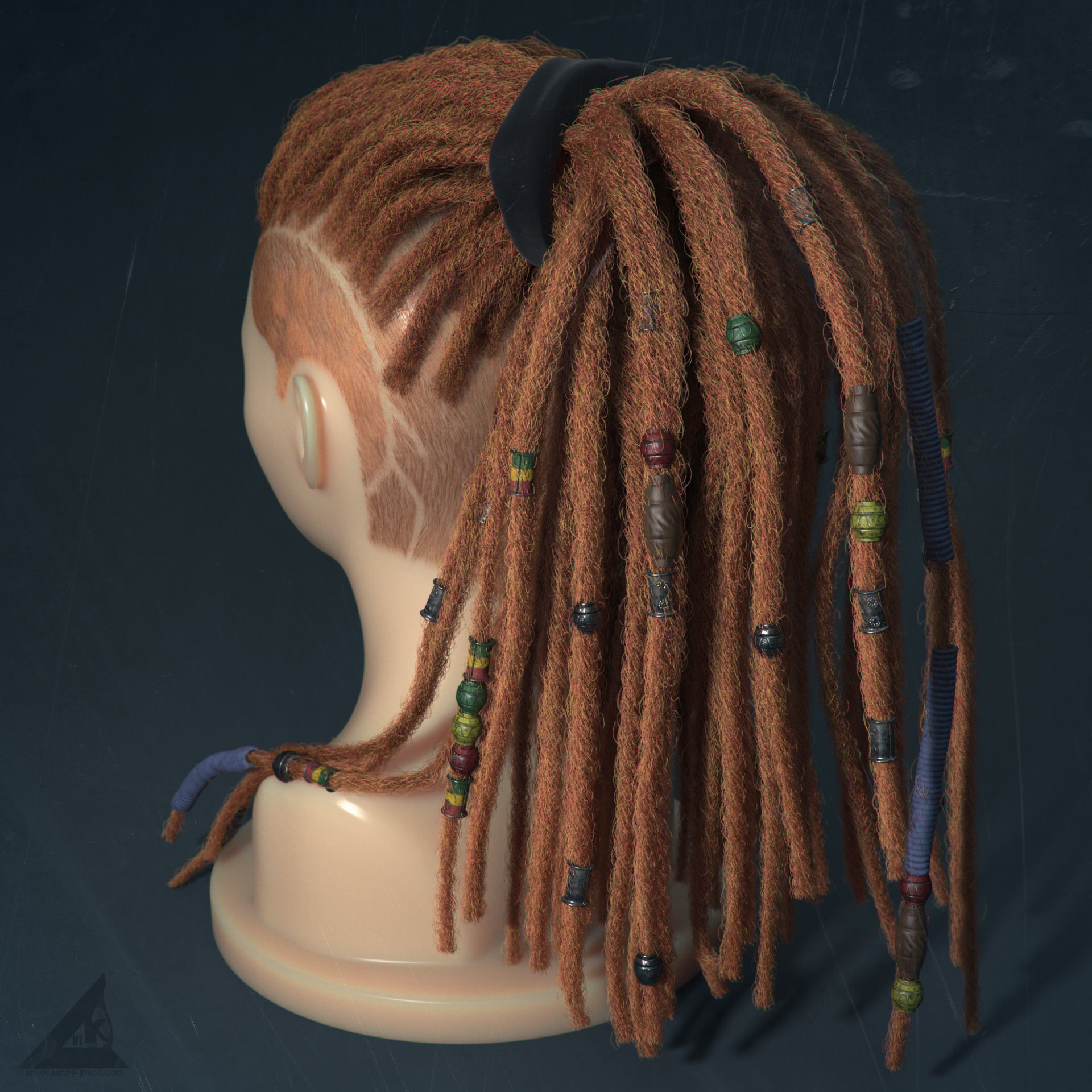 Dreadlocks for production render in Vray editable 3D model_5