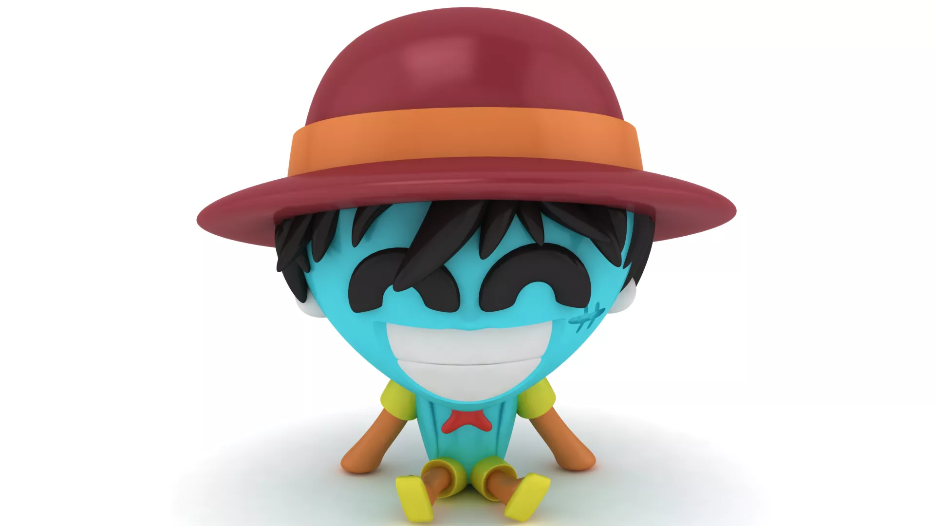 Cute 3D Blue Cartoon Character with Red Hat 3D print model