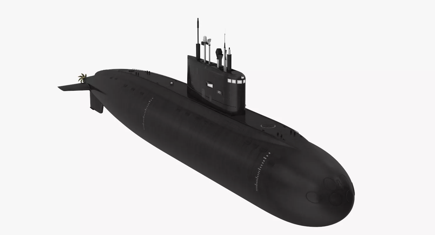 Diesel Electric Submarine Kilo Class Russian Rigged 3D model