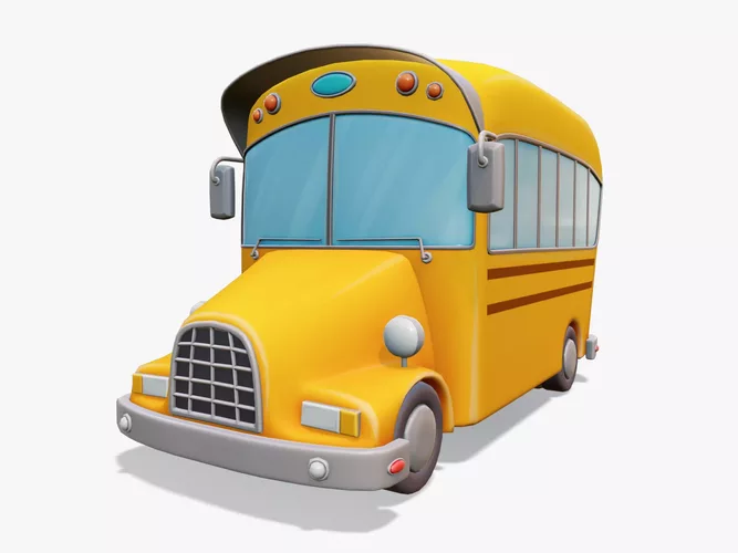 Stylized School Bus Rigged
