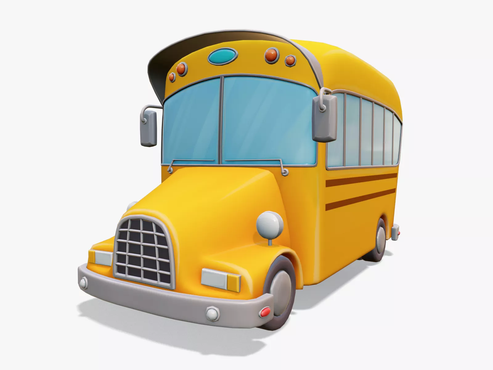 Stylized School Bus Rigged Low-poly 3D model