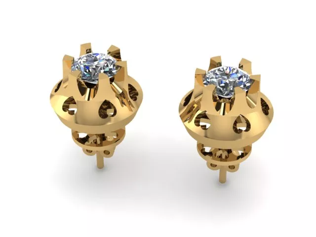 Diamond Stud Earring with push 3D print model