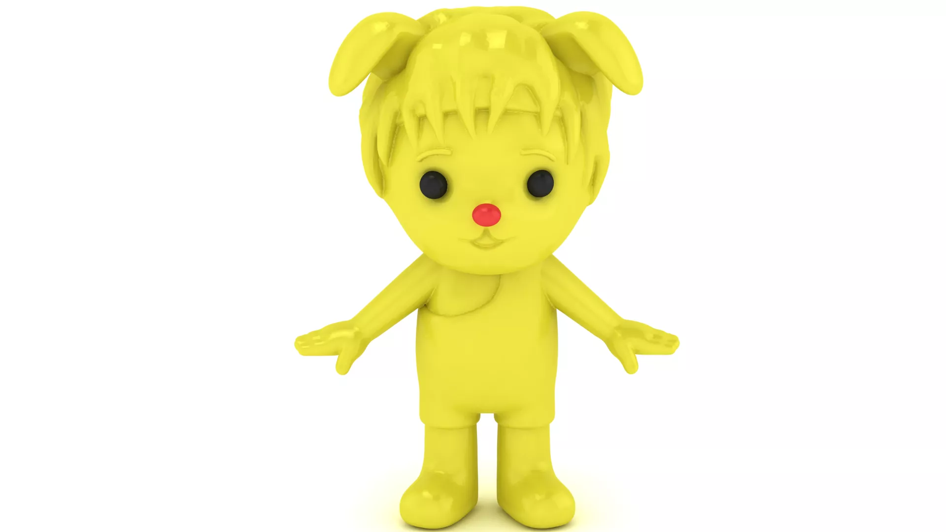 Cute Yellow Puppy Cartoon Character 3D print model