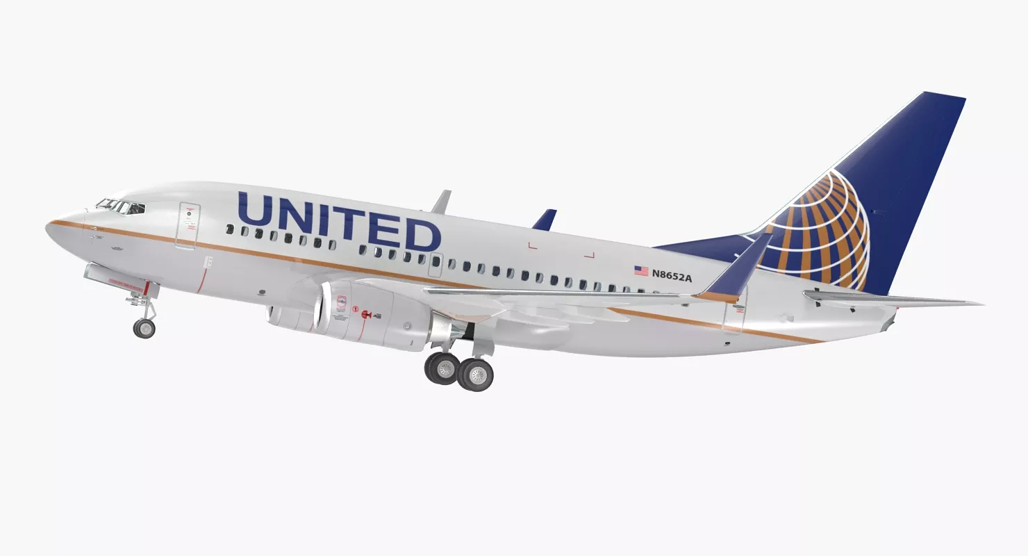 Boeing 737 600 with Interior United Airlines 3D model