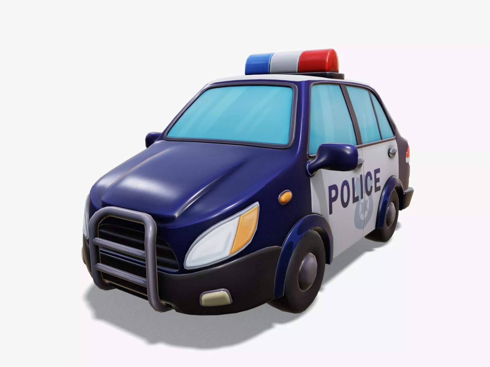 Stylized Police Car Rigged Low-poly 3D model