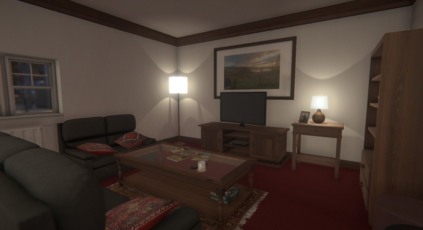 Apartment Living Room for Unity Low-poly 3D model_2