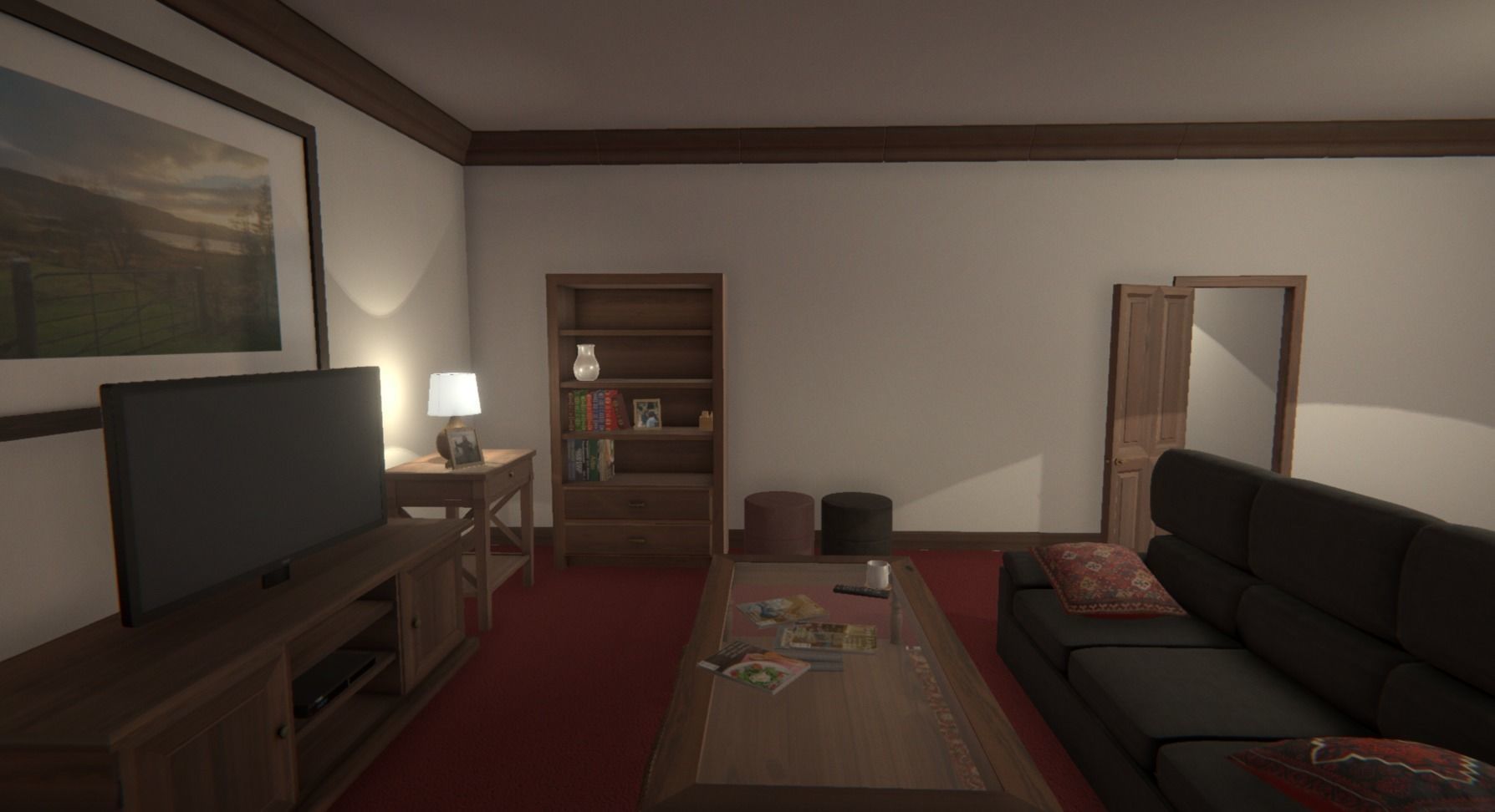 Apartment Living Room for Unity Low-poly 3D model_1