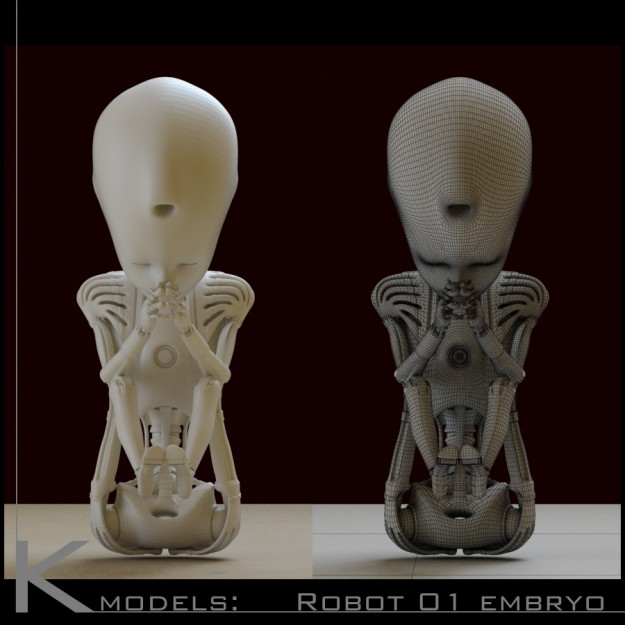 Robot 01 embryo 3D print model_2