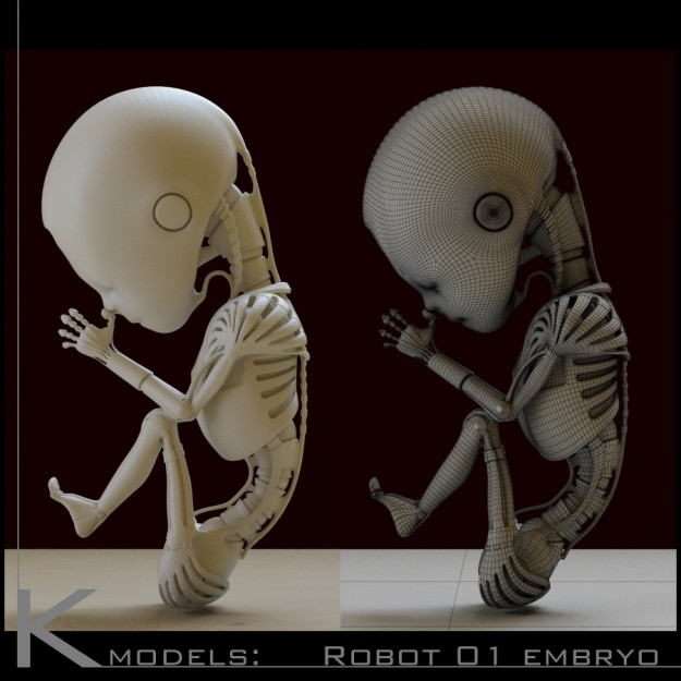 Robot 01 embryo 3D print model_3