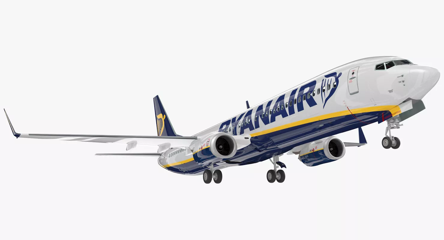 Boeing 737 900 with Interior Ryanair Rigged 3D model