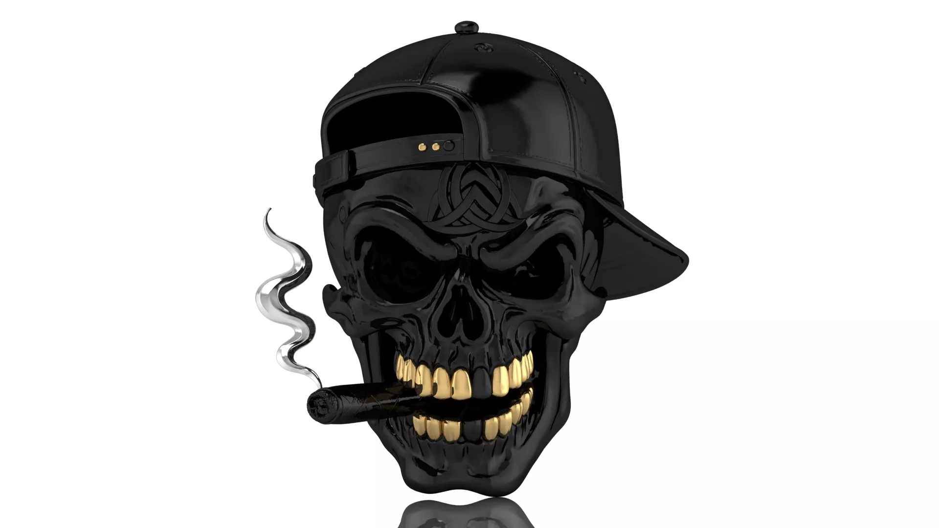 Skull Boss Stylized Skull with Cap Ciga 3D Printable Model 3D print model
