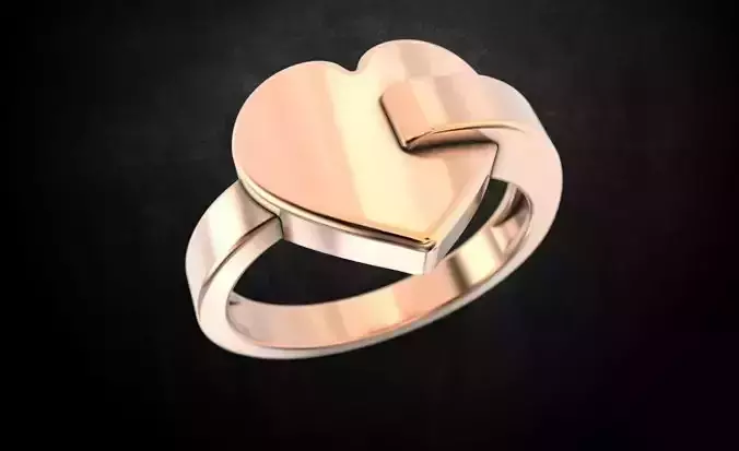 Ring with heart 100 3D print model