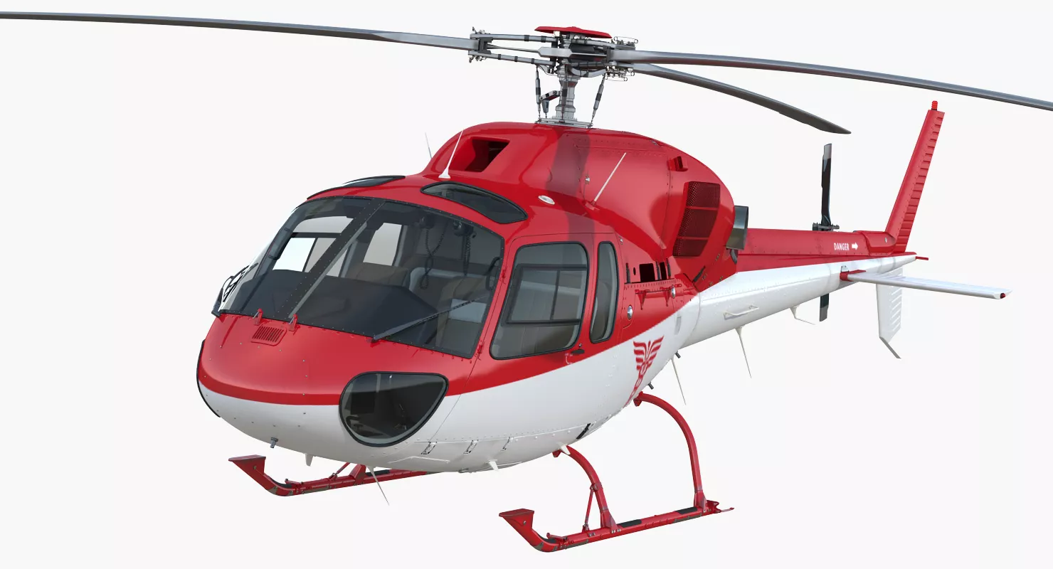 Medical Air Rescue Helicopter Eurocopter AS 355N Rigged 3D model