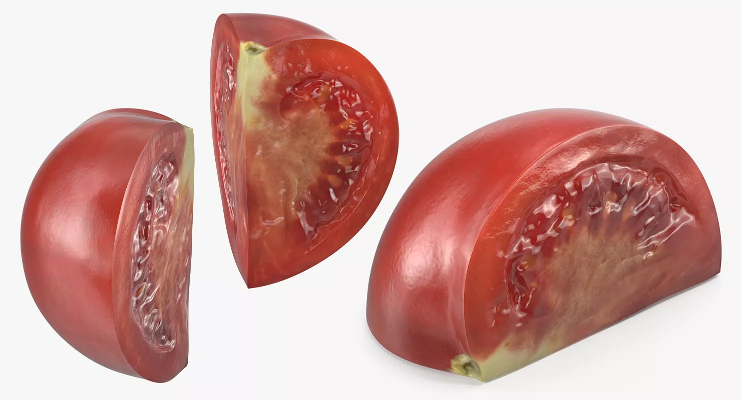 Fresh Tomato Quarter Sliced 3D model