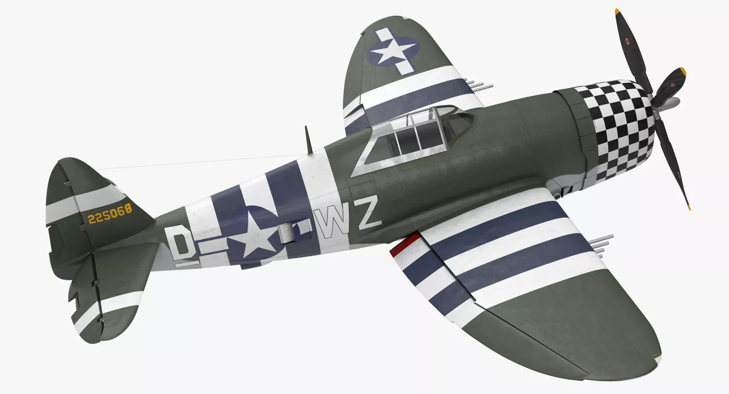 Fighter Aircraft Republic P 47 Thunderbolt US WWII Rigged 3D model