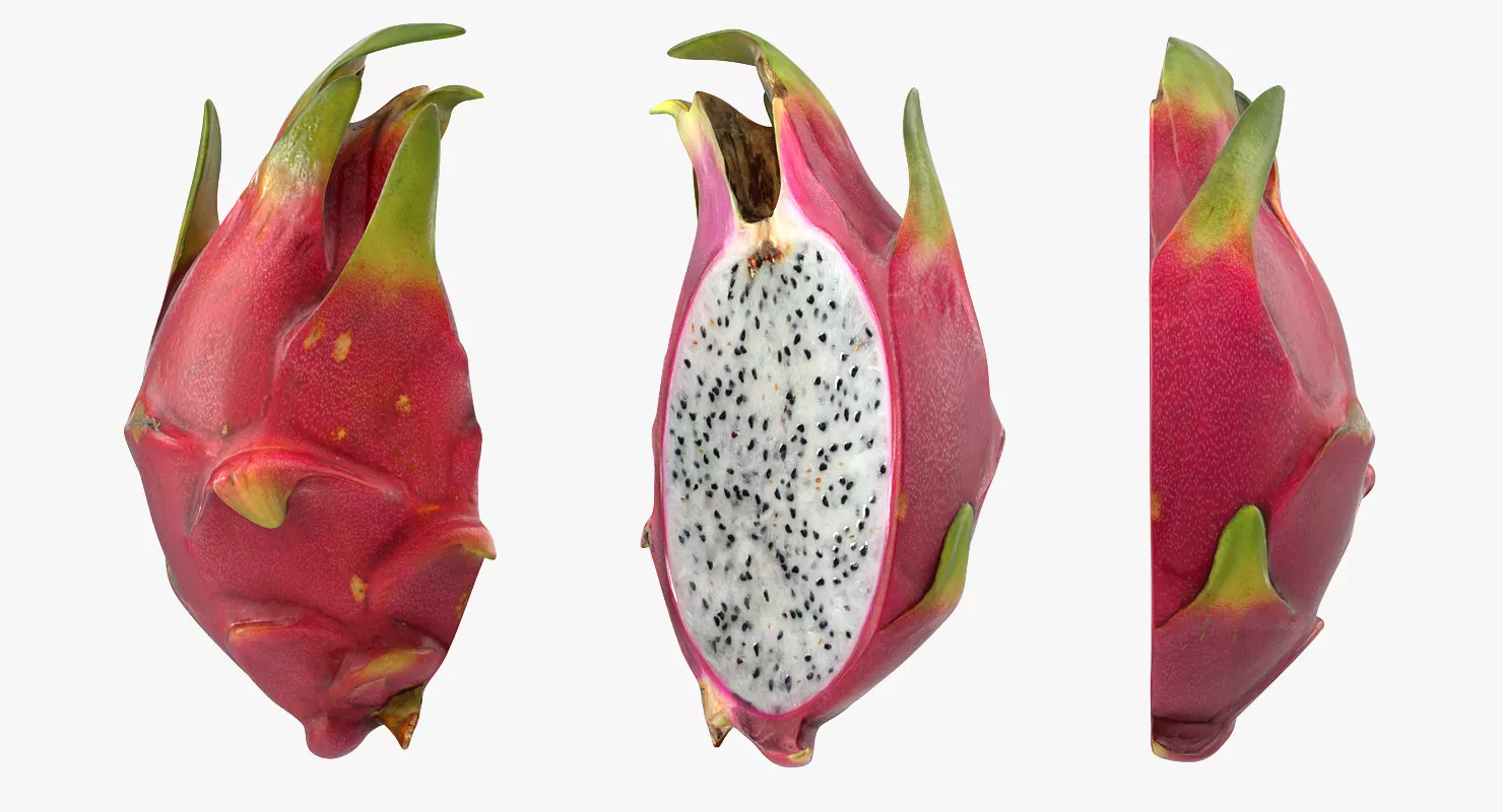 Half Red Dragon Fruit 3D model
