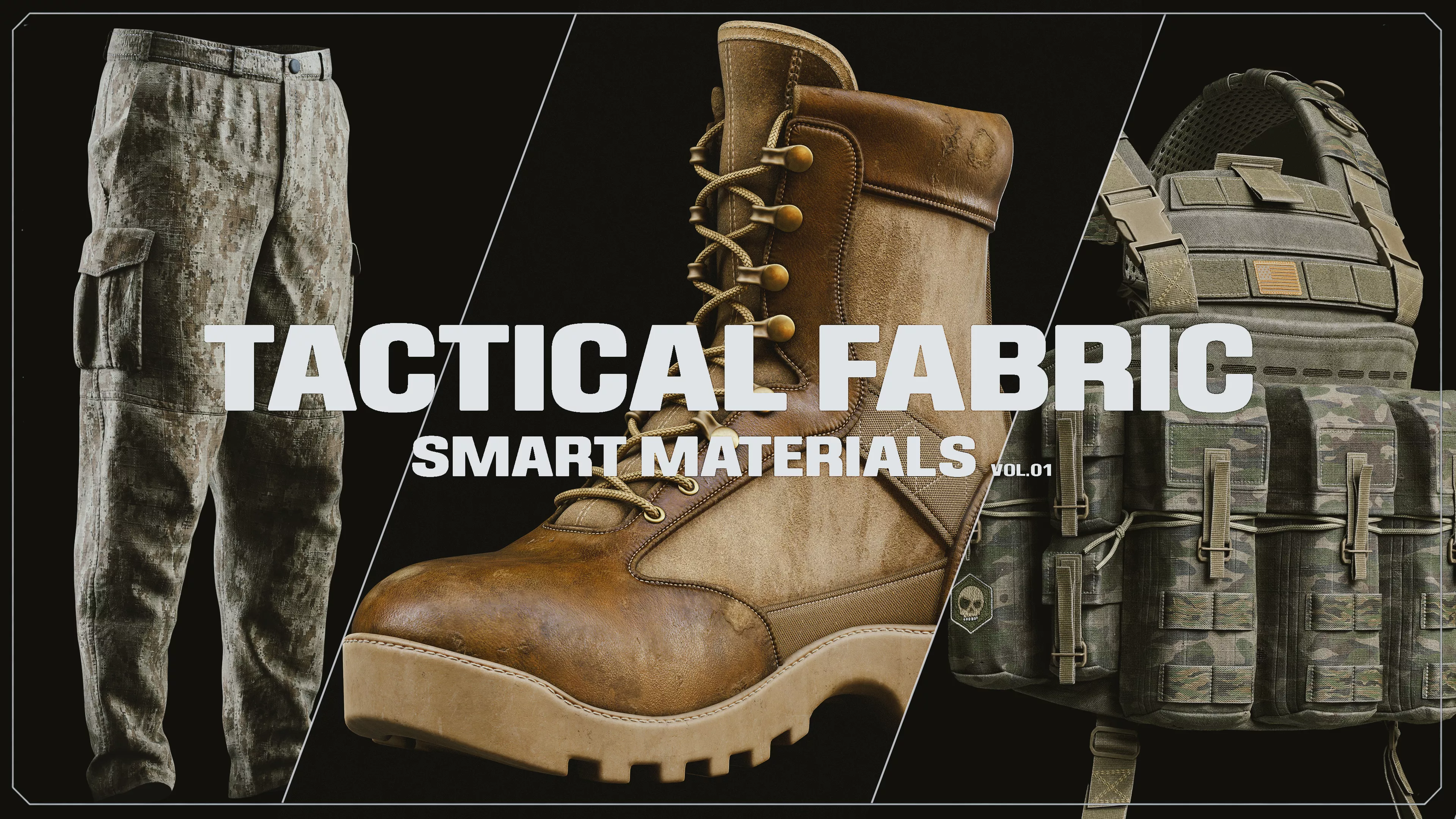 Tactical Fabric Materials for substance 3d painter Low-poly 3D model